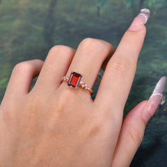 Timeless 3 Carat Emerald Cut Garnet Engagement Ring