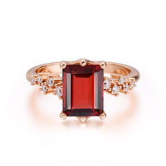 Timeless 3 Carat Emerald Cut Garnet Engagement Ring