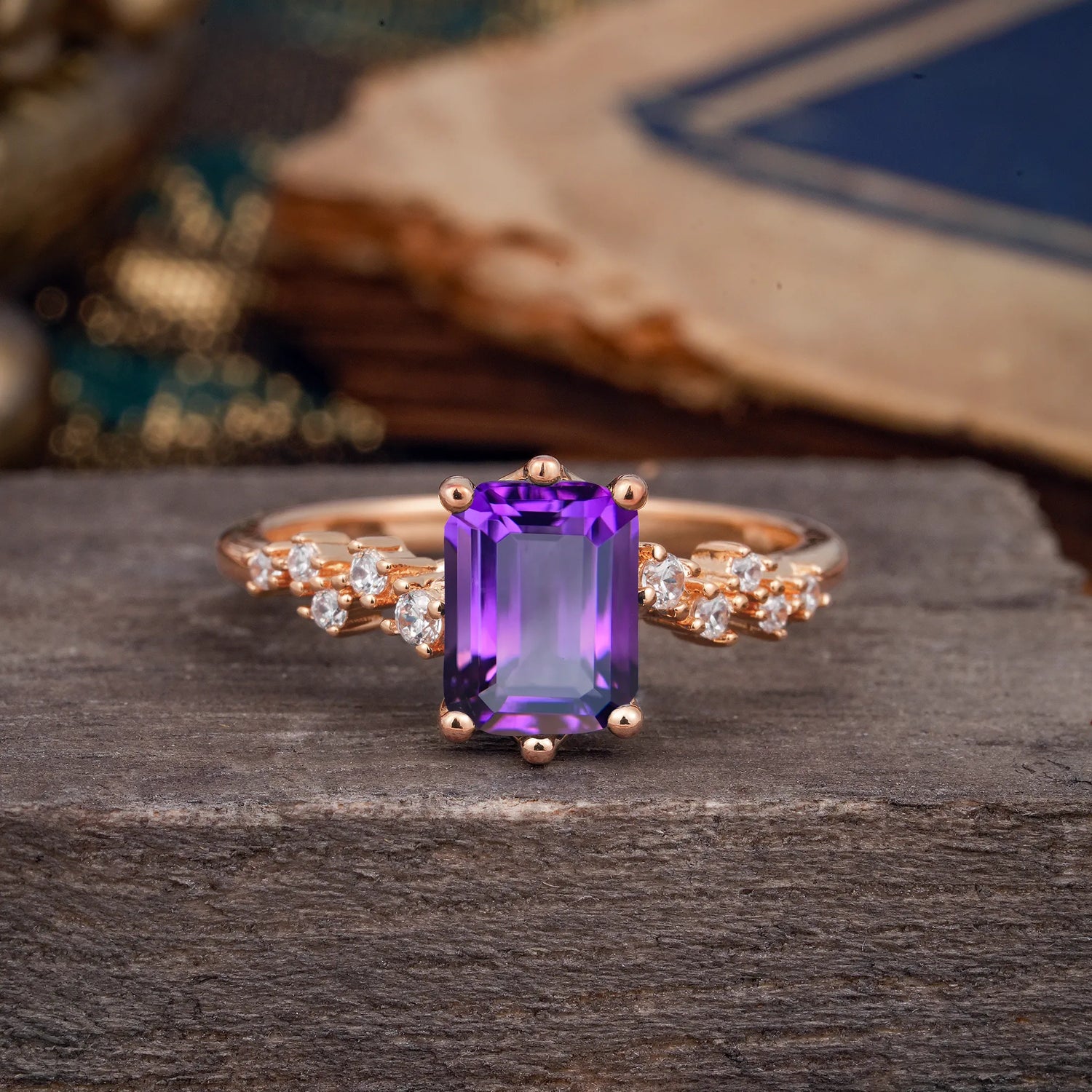 Timeless 3 Carat Emerald Cut Amethyst Engagement Ring