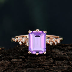 Timeless 3 Carat Emerald Cut Amethyst Engagement Ring