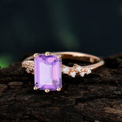Timeless 3 Carat Emerald Cut Amethyst Engagement Ring