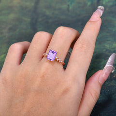 Timeless 3 Carat Emerald Cut Amethyst Engagement Ring
