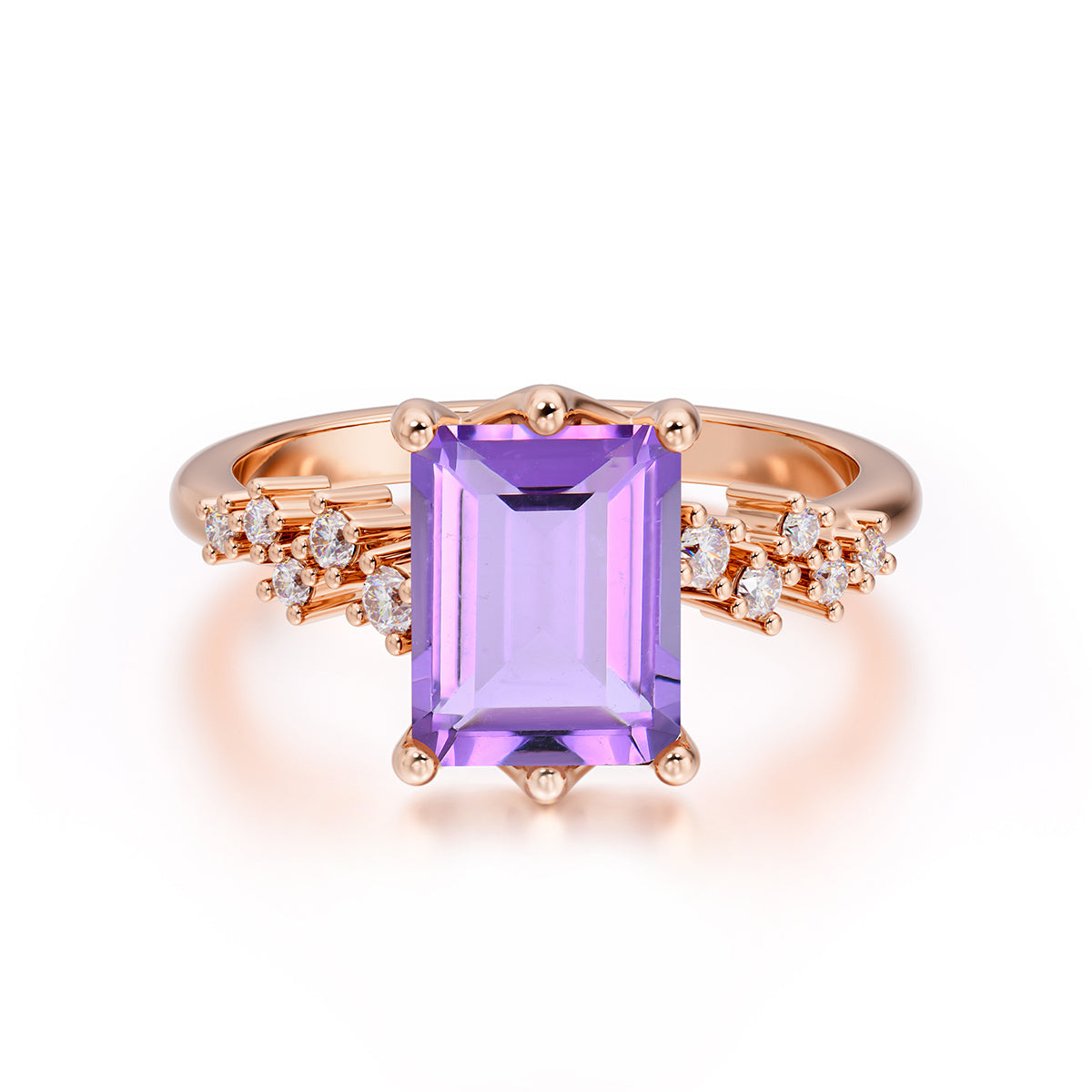 Timeless 3 Carat Emerald Cut Amethyst Engagement Ring