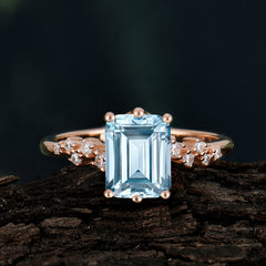 Timeless 3 Carat Emerald Cut Aquamarine Engagement Ring