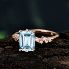 Timeless 3 Carat Emerald Cut Aquamarine Engagement Ring