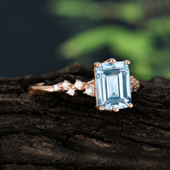 Timeless 3 Carat Emerald Cut Aquamarine Engagement Ring