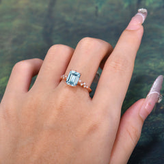 Timeless 3 Carat Emerald Cut Aquamarine Engagement Ring