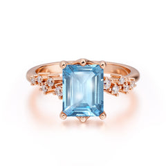 Timeless 3 Carat Emerald Cut Aquamarine Engagement Ring