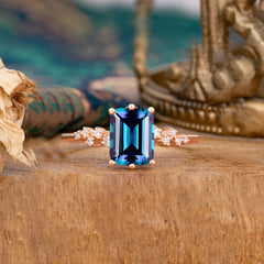 6 Prong Timeless 3 Carat Emerald Cut Alexandrite Engagement Ring