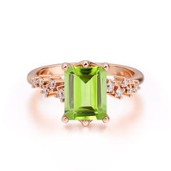 Timeless 3 Carat Emerald Cut Peridot Engagement Ring