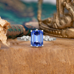 6 Prong Timeless 3 Carat Emerald Cut Sapphire Engagement Ring