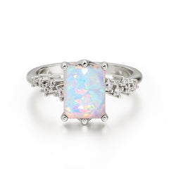 Timeless 3 Carat Emerald Cut Opal Engagement Ring