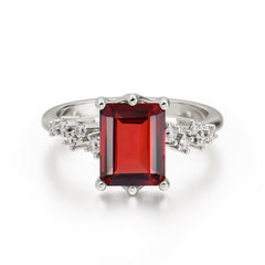 Timeless 3 Carat Emerald Cut Garnet Engagement Ring