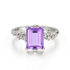 Timeless 3 Carat Emerald Cut Amethyst Engagement Ring