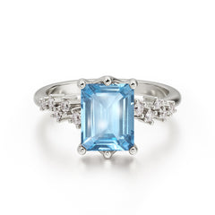 Timeless 3 Carat Emerald Cut Aquamarine Engagement Ring