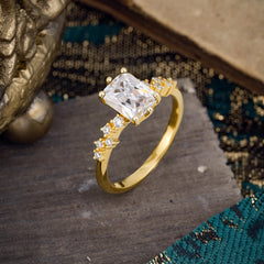 2 Carat Emerald Cut 6 Prong Moissanite Wedding Ring Classic Side Stone Promise Ring