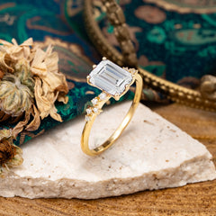 Timeless 3 Carat Emerald Cut Moissanite Engagement Ring