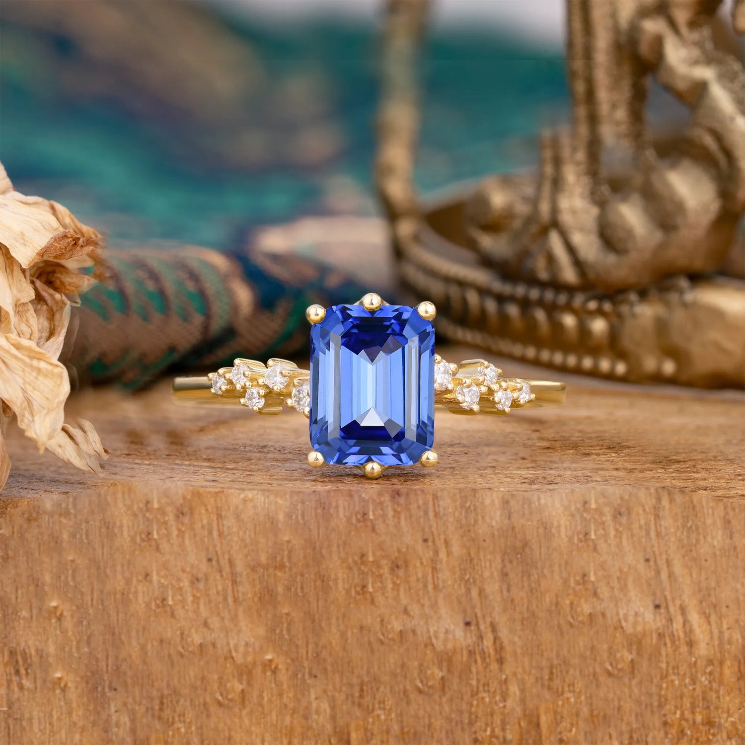 6 Prong Timeless 3 Carat Emerald Cut Sapphire Engagement Ring