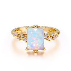 Timeless 3 Carat Emerald Cut Opal Engagement Ring