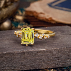 6 Prong Timeless 3 Carat Emerald Cut Citrine Engagement Ring