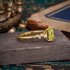6 Prong Timeless 3 Carat Emerald Cut Citrine Engagement Ring