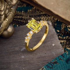 6 Prong Timeless 3 Carat Emerald Cut Citrine Engagement Ring