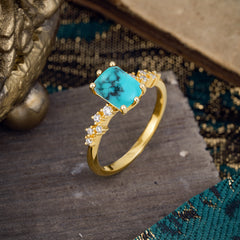 6 Prong Timeless 3 Carat Emerald Cut Turquoise Engagement Ring