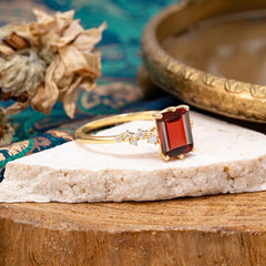 Timeless 3 Carat Emerald Cut Garnet Engagement Ring