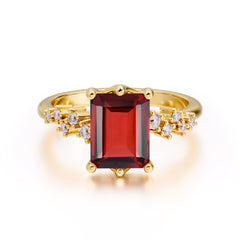 Timeless 3 Carat Emerald Cut Garnet Engagement Ring