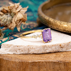 Timeless 3 Carat Emerald Cut Amethyst Engagement Ring