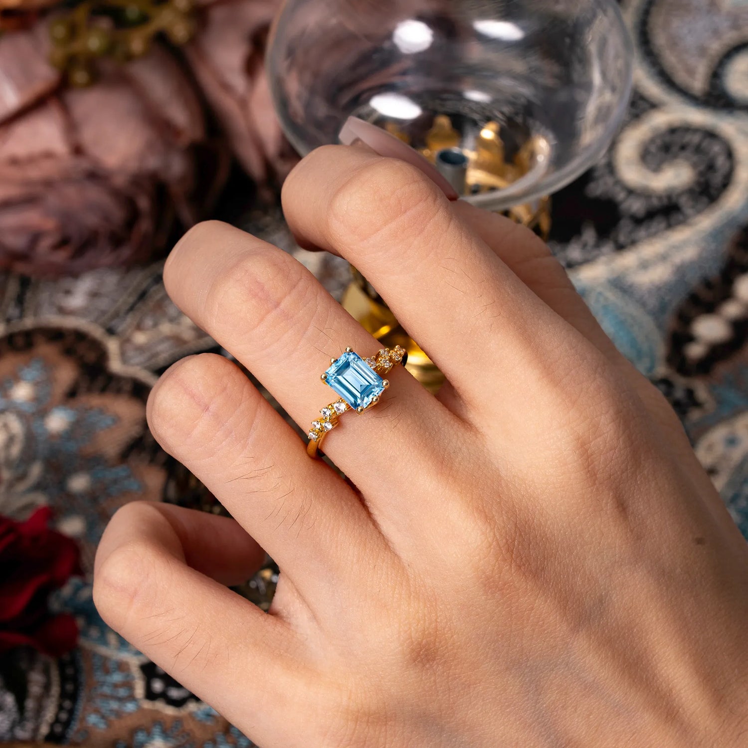 Timeless 3 Carat Emerald Cut Aquamarine Engagement Ring