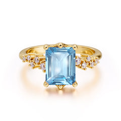 Timeless 3 Carat Emerald Cut Aquamarine Engagement Ring