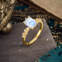 6 Prong Timeless 3 Carat Emerald Cut Moonstone Engagement Ring