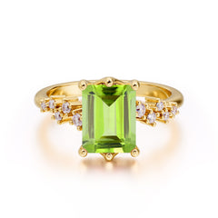 Timeless 3 Carat Emerald Cut Peridot Engagement Ring