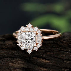 Dazzling Moissanite Princess Cut Cluster Ring – Pure Brilliance
