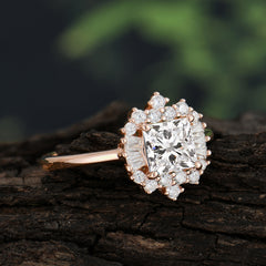 Dazzling Moissanite Princess Cut Cluster Ring – Pure Brilliance