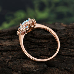 Princess Cut Aquamarine Engagement Ring Brilliant Cluster Ring