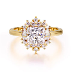 Dazzling Moissanite Princess Cut Cluster Ring – Pure Brilliance