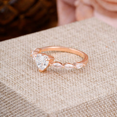 Unique Heart Shaped Moissanite Engagement Ring Cute Pave Promise Ring