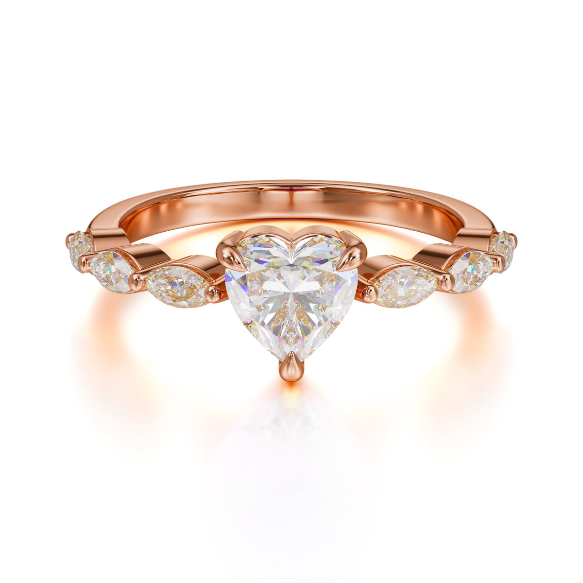 Unique Heart Shaped Moissanite Engagement Ring Cute Pave Promise Ring