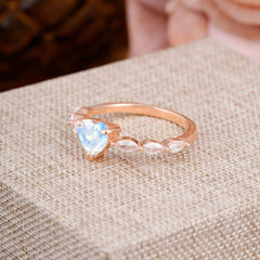 Unique Heart Shaped Moonstone Engagement Ring Cute Pave Promise Ring