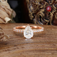 1.25 Carat 14K White Gold Pear Cut Classic Anniversary Ring for Girlfriend Moissanite