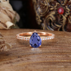 1 Carat Oval Cut Three Stone Tanzanite Promise Ring Classic Wedding Ring