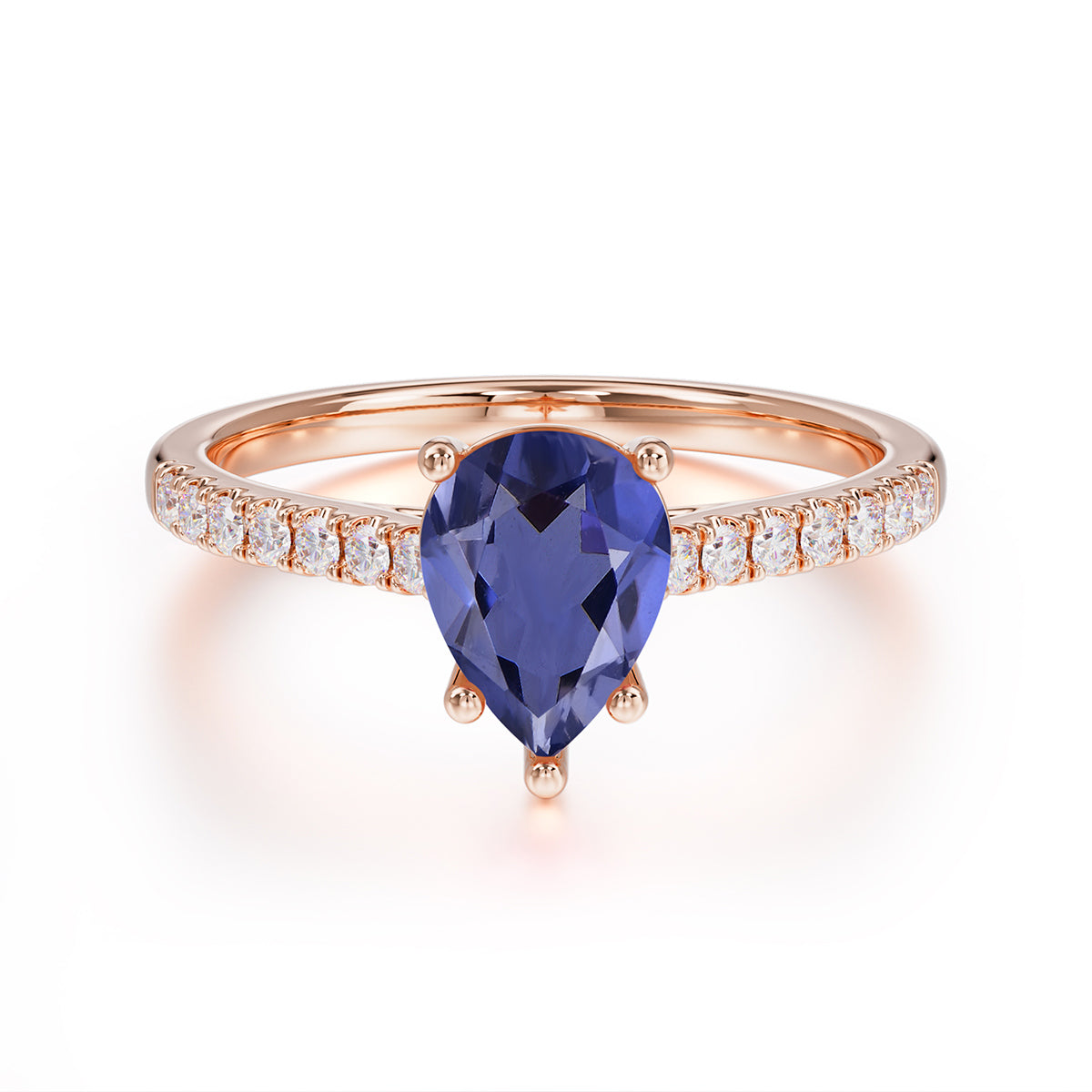 1.25 Carat Pear Cut Classic Green Emerald Anniversary Ring for Girlfriend Tanzanite