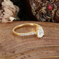 1.25 Carat 14K White Gold Pear Cut Classic Anniversary Ring for Girlfriend Moissanite