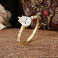 1.25 Carat 14K White Gold Pear Cut Classic Anniversary Ring for Girlfriend Moissanite