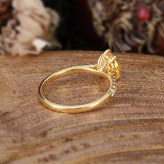 1.25 Carat 14K White Gold Pear Cut Classic Anniversary Ring for Girlfriend Citrine