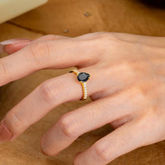 1.25 Carat 14K White Gold Pear Cut Classic Anniversary Ring for Girlfriend Black Onyx