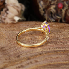 1.25 Carat 14K White Gold Pear Cut Classic Anniversary Ring for Girlfriend Amethyst