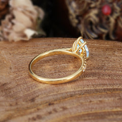 1.25 Carat 14K White Gold Pear Cut Classic Anniversary Ring for Girlfriend Aquamarine